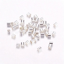 Brass Crimp Beads, Cadmium Free & Lead Free, Tube, Silver Color Plated, about 2mm wide, 2mm long, hole: 1.5mm(E003-S)