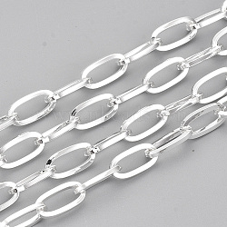 304 Stainless Steel Paperclip Chains, Drawn Elongated Cable Chains, Unwelded, with Spool, Silver Color Plated, 12x6x1.2mm, about 32.8 Feet(10m)/roll(CHS-T002-09)