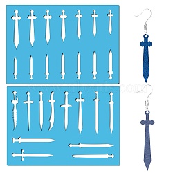 Acrylic Earring Handwork Template, Card Leather Cutting Stencils, Deep Sky Blue, Sword, 130x90x2mm, 2pcs/set(DIY-WH0359-082)