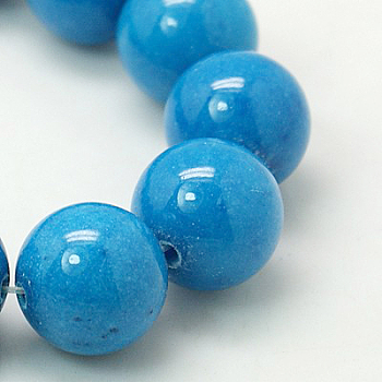 Natural Mashan Jade Round Beads Strands, Dyed, Dodger Blue, 6mm, Hole: 1mm, about 69pcs/strand, 15.7 inch
