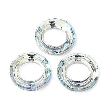 Electroplate Glass Linking Rings, Crystal Cosmic Ring, Prism Ring, Faceted, Back Plated, Round Ring, Light Yellow, 30x6.5mm, Inner Diameter: 17mm