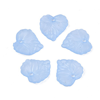 Transparent Acrylic Pendants, Frosted, Heart, Light Steel Blue, 16x15x3mm, Hole: 1.8mm, about 1400pcs/500g