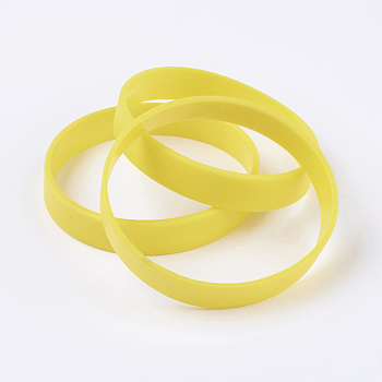 Silicone Wristbands Bracelets, Cord Bracelets, Yellow, 7-1/8 inch(18cm), 12x2mm