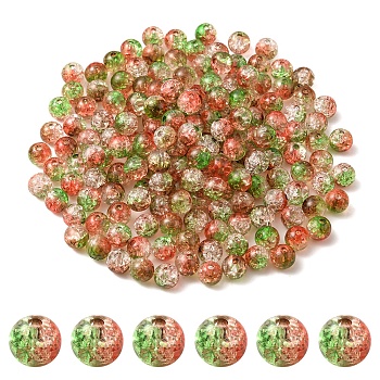 50G Transparent Crackle Acrylic Beads, Round, Light Green, 8x7.5mm, Hole: 1.8mm
