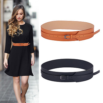 2Pcs 2 Colors PU Leather Chain Belts, Waist Belts with Alloy Clasps for Shirt Dress Overcoat Decorate, Mixed Color, 45-1/2 inch(115.5cm), 1Pc/color