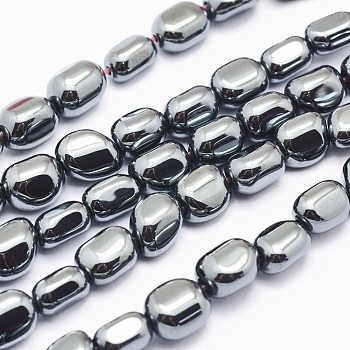Non-magnetic Synthetic Hematite Beads Strands, Nuggets, Original Color, 9x5~7mm, Hole: 1mm, about 45pcs/strand, 15.7 inch(40cm)