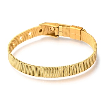 304 Stainless Steel Watch Bands, Watch Belt Fit Slide Charms, Golden Plated, 8-1/2 inch(21.5cm), 8mm