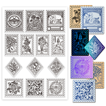 Custom PVC Plastic Stamps, for DIY Scrapbooking, Photo Album Decorative, Cards Making, Stamp Sheets, Film Frame, Mixed Shapes, 210x148x3mm