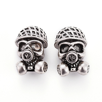 Brass Beads, Skull, Antique Silver, 20x13.5x13mm, Hole: 5.5mm