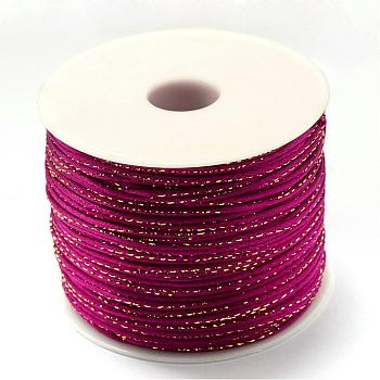 Metallic Stain Beads String Cords, Nylon Mouse Tail Cord, Medium Violet Red, 1.5mm, about 100yards/roll(300 feet/roll)