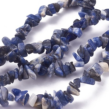 Natural Sodalite Beads Strands, Chip, 4~10x3~6mm, Hole: 0.5mm, 34.2 inch(87cm)
