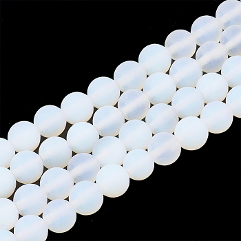 Opalite Beads Strands, Frosted, Round, 6mm, Hole: 1mm, about 63pcs/strand, 15.5 inch