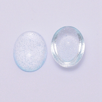 Glass Cabochons, Oval, Light Cyan, 18.5x13.5x3mm
