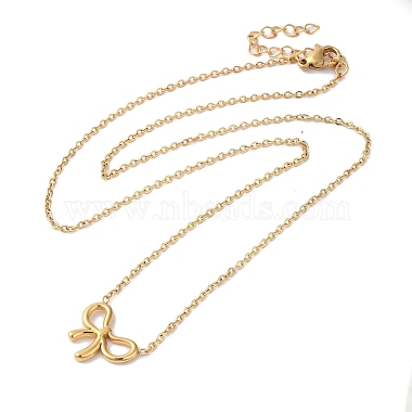 Ion Plating(IP) 304 Stainless Steel Cable Chain Bowknot Pendant Necklaces(NJEW-Z041-03G-04)-2