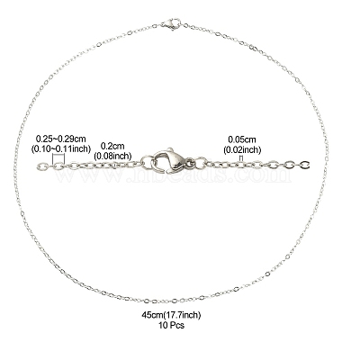 10 pièces 304 colliers de chaîne de câble en acier inoxydable pour hommes femmes(STAS-YW0002-01P)-4