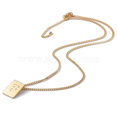 Titanium Steel Initial Letter Rectangle Pendant Necklace for Men Women(NJEW-E090-01G-06)-2