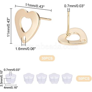 unicraftale 30piezas 201 fornituras de aretes de acero inoxidable(STAS-UN0038-72)-5