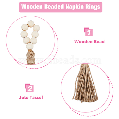 Wooden Beaded Napkin Rings(AJEW-FH00006)-4