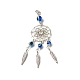 Tibetan Style Alloy Flat Round Net/Web & Feather Pendants(HJEW-JM00543-01)-1