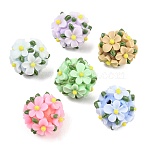 Handmade Polymer Clay Beads, with Resin, Round, Mixed Color, 20x19.5mm, Hole: 3.2mm(CLAY-H009-02)