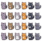 6 Colors Plastic Beads, Cat Shape, Mixed Color, 30x24x9mm, Hole: 3mm, 4pcs/color, 24pcs(FIND-HS0001-05)