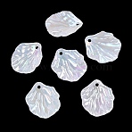 Electroplate ABS Plastic Pendants, Shell Shape Charm, White, 20x17x5mm, Hole: 1.6mm(KY-Z002-06B)