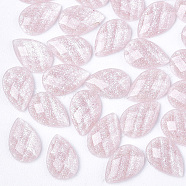 Resin Cabochons, with Glitter Powder, Faceted, teardrop, Misty Rose, 6x4x1.5mm(CRES-Q208-12A-02)