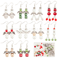 DIY Christmas Fairy Earring Making Kit, Including Glass Pearl & Rhinestone Round & Alloy Wing Beads, Brass Earring Hooks, Mixed Color, 210Pcs/box(DIY-SC0022-83)