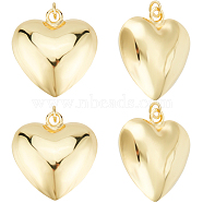 Eco-Friendly Brass Pendants, Cadmium Free & Lead Free, with Jump Ring, Heart Charm, Real 18K Gold Plated, 26.5x25x13mm, Hole: 6mm, 5pcs/box(KK-BBC0012-38)