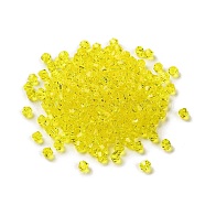Transparent Glass Beads, Bicone, Yellow, 4x4x3.5mm, Hole: 1mm, 720pcs/bag(GGLA-Z004-05H)