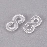 Plastic Hook and S-Hook Clasps, Clear, 11x6x1.5mm, Hole: 2mm, 20pcs/bag(KY-WH0018-05)