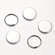 Stainless Steel Plain Edge Bezel Cups, Cabochon Settings, Flat Round, Stainless Steel Color, Tray: 12mm, 14x1.6mm(STAS-M226-03B)