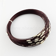 Stainless Steel Wire Necklace Cord DIY Jewelry Making, with Brass Screw Clasp, Coconut Brown, 17.5 inchx1mm, Diameter: 14.5cm(TWIR-R003-16)