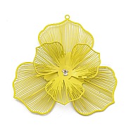 Spray Printed 430 Stainless Steel Big Pendants, Etched Metal Embellishments, Flower Charm, Yellow, 50x49.5x8mm, Hole: 1.5mm(STAS-P359-02C)
