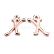 Rose Gold Plated Alloy Letter Pendants, Rack Plating, Cadmium Free & Lead Free, Letter.X, 13x9x2mm, Hole: 1.5mm(X-PALLOY-J718-01RG-X)