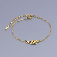 201 Stainless Steel Link Bracelets, with Lobster Claw Clasps, Wing, Golden, 6-3/4 inch(17~17.2cm)(BJEW-T011-JN496-2)