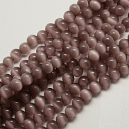 Cat Eye Beads, Round, Rosy Brown, 12mm, Hole: 1.5mm, about 32pcs/strand, 14.5 inch(X-CER12mm21)