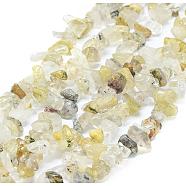 Natural Gold Rutilated Quartz Chip Bead Strands, 5~8x5~8mm, Hole: 1mm, about 31.5 inch(G-M205-18)