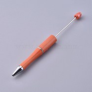 Plastic Beadable Pens, Press Ball Point Pens, for DIY Pen Decoration, Dark Orange, 144x12mm, The Middle Pole: 2mm(X-AJEW-L082-A09)