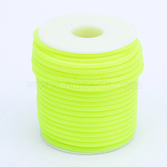 Hollow Pipe PVC Tubular Synthetic Rubber Cord, Wrapped Around White Plastic Spool, Green Yellow, 3mm, Hole: 1.5mm, about 27.34 yards(25m)/roll(RCOR-R007-3mm-01)