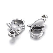 304 Stainless Steel Lobster Claw Clasps, Parrot Trigger Clasps, Stainless Steel Color, 12x7.5x3.5mm, Hole: 1.4mm(STAS-F182-01P-C)