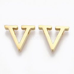 304 Stainless Steel Pendants, Golden, Letter, Letter.V, 12x14.5x3mm, Hole: 1.8mm(STAS-T041-10G-V)