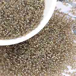 MIYUKI Round Rocailles Beads, Japanese Seed Beads, (RR3540) Fancy Lined Champagne, 15/0, 1.5mm, Hole: 0.7mm, about 250000pcs/pound(SEED-G009-RR3540)
