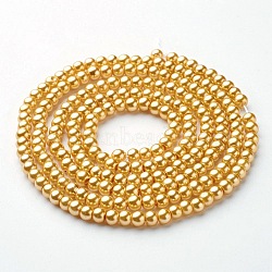 Glass Pearl Beads Strands, Pearlized, Round, Khaki, 4~5mm, Hole: 0.8~1mm, about 216pcs/strand, 32 inch(X-HY-4D-B28)
