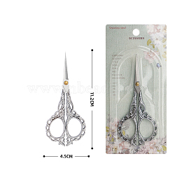 Stainless Steel Scissors, Embroidery Scissors, Sewing Scissors, with Zinc Alloy Handle, Stainless Steel Color, 112x45mm(PW-WG15650-05)