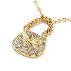 Golden Brass Rhinestone Pendant Necklace with Cable Chains, Bag, 17.52 inch(44.5cm), Bag: 16x16x3mm(NJEW-P278-A01)