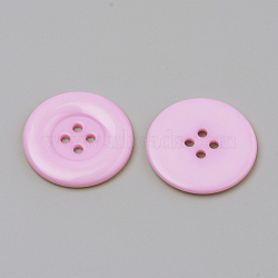 4-Hole Acrylic Buttons, Flat Round, Pink, 34x3mm, Hole: 3mm(BUTT-Q038-35mm-11)
