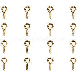 Iron Screw Eye Pin Peg Bails, For Half Drilled Beads, Golden, 8x4x1mm, Hole: 2mm(IFIN-PH0014-05G)