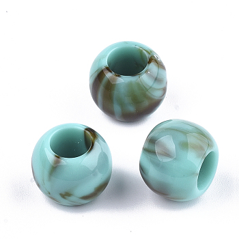 Acrylic Beads, Imitation Gemstone Style, Rondelle, Dark Turquoise, 11.5x9.5mm, Hole: 5.5mm