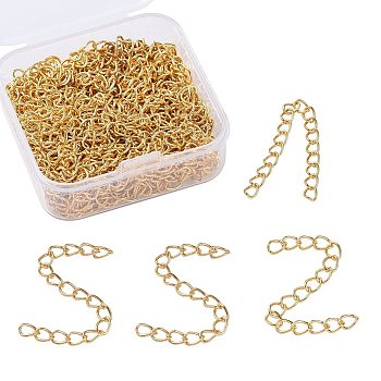 Iron Chain Extender, Curb Chains, Nickel Free, Golden, 70mm, 100strands/box